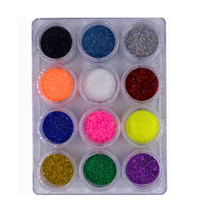 Pack De 12 Glitter + Cajita Organizadora